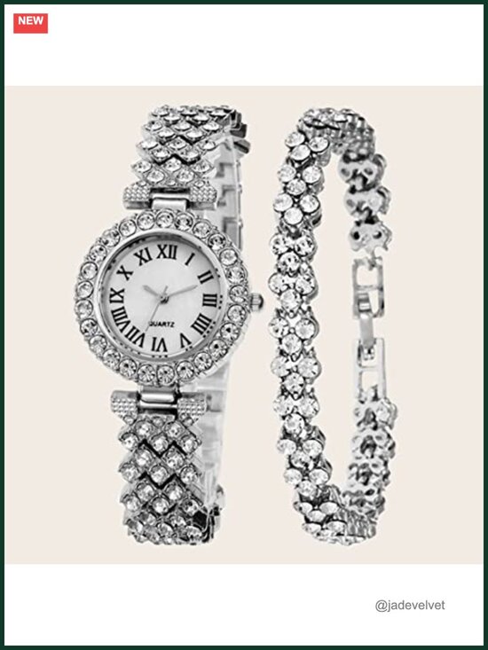 Women\'s Diamond Watch with Quartz Movement and Stainless Steel Bracelet